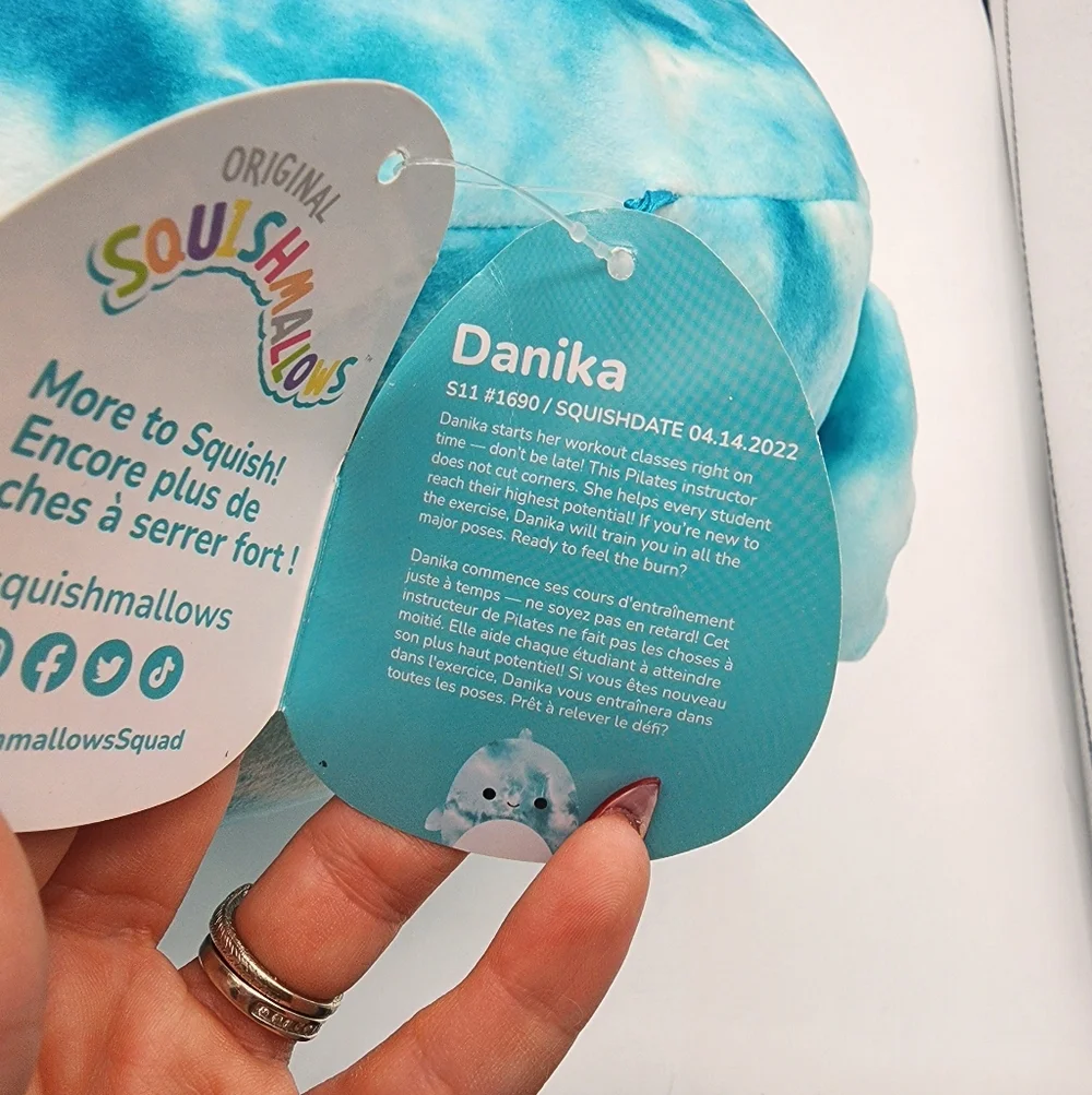 NWT Squishmallows Danika Tie Dye Dolphin 12
